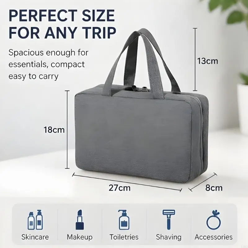 Travel Waterproof Toiletry Bag Fold Portable Design Wet Dry Separation Storage JOMD
