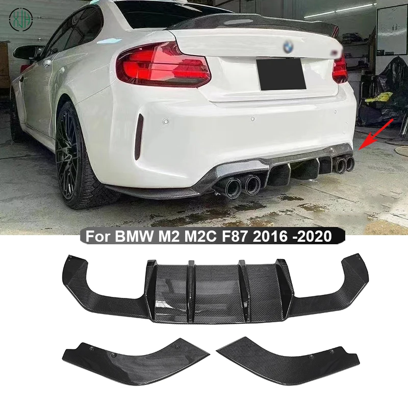 Carbon Fiber For BMW F87 M2 M2C Coupe 2 Door 2016-2020 Car Rear Bumper Lip Diffuser Spoiler Parts Upgrade Body kit