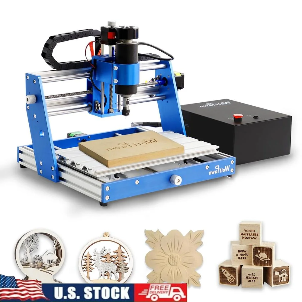 500W CNC Router Machine All Metal Structure 3 Aixs CNC Engraving with Emergency Stop Button Limit Switches Wood Easy Assembly &