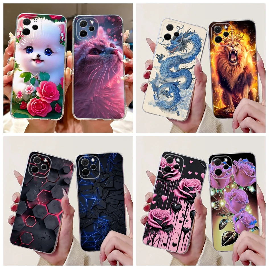 

Чехол для Huawei Nova Y61 Nova Y62 Plus, чехол для телефона EVE-LX9 EVE-LX9N EVE-LX3 NovaY61, мягкий силиконовый чехол с милыми мультяшными кошками и драконом