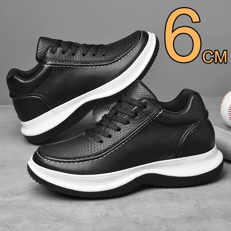 أحذية رياضية رجالية غير مرئية من الجلد الطبيعي بارتفاع 6 سم لزيادة خفيفة الوزن ومريحة ومسامية وغير قابلة للانزلاق رياضية كاجوال #6