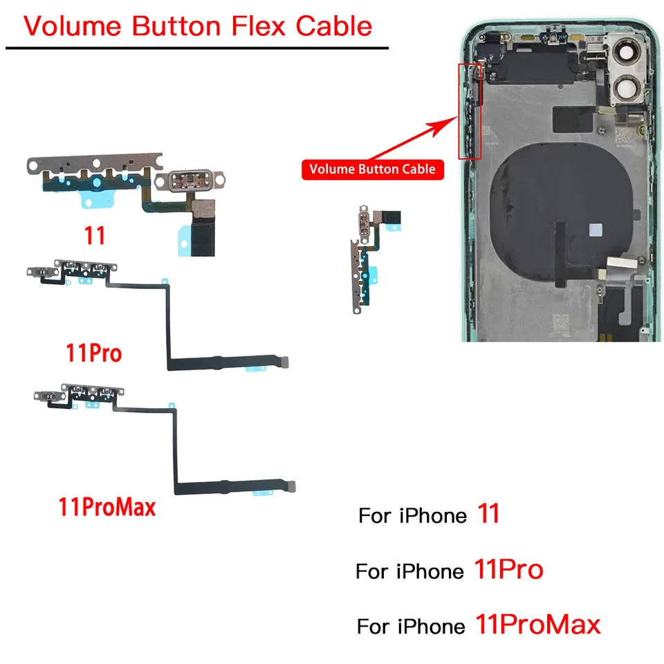 Cabo flexível de botão de volume para iPhone 11 Pro Max Mute