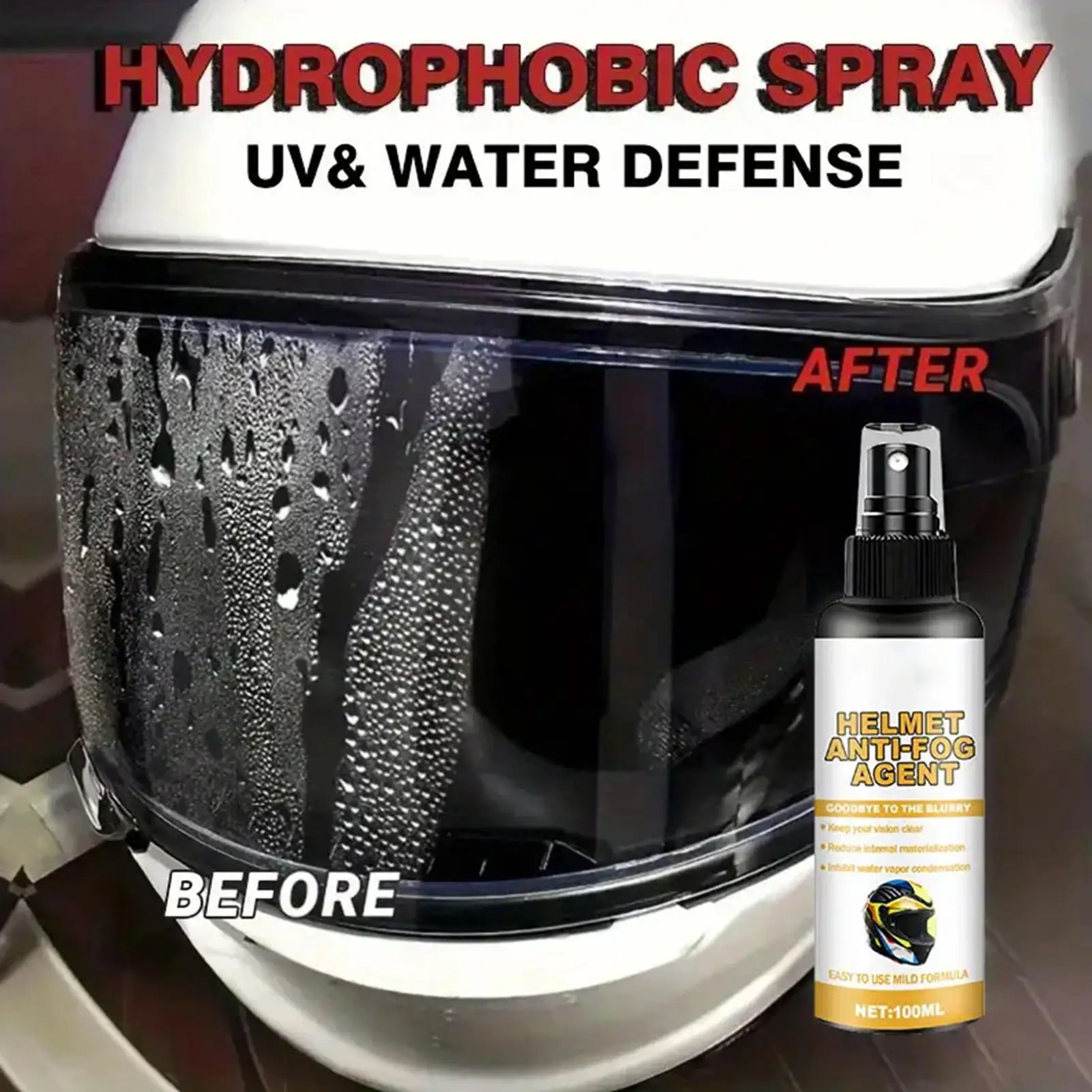 

100ml Long Lasting Anti-Fog Spray Helmet Visor Defogger Waterproof Nano Coating Lens Cleaner for Glasses Goggles Defogging