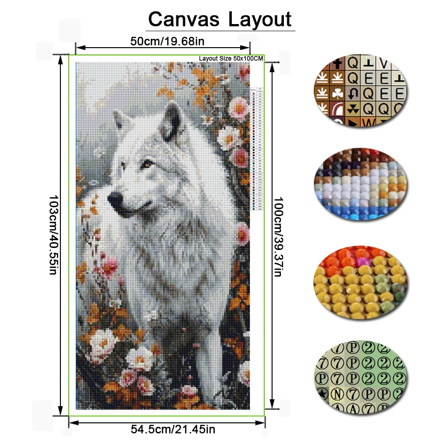 Diy Diamond Embroidery White Wolf Diamonds Painting Large Size Animals Mosaic Picture Full Drill Jewelry Cross Stitch Kits
