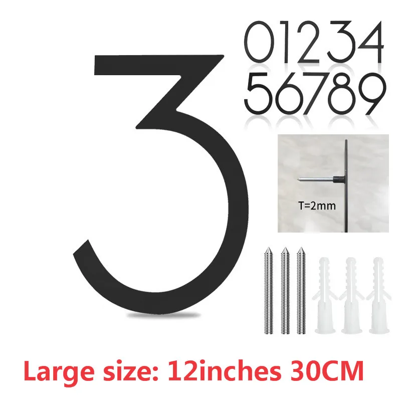 30cm The stainless steel painted back stud is concealed with 12-inch fine font building, floor, villa number and house number