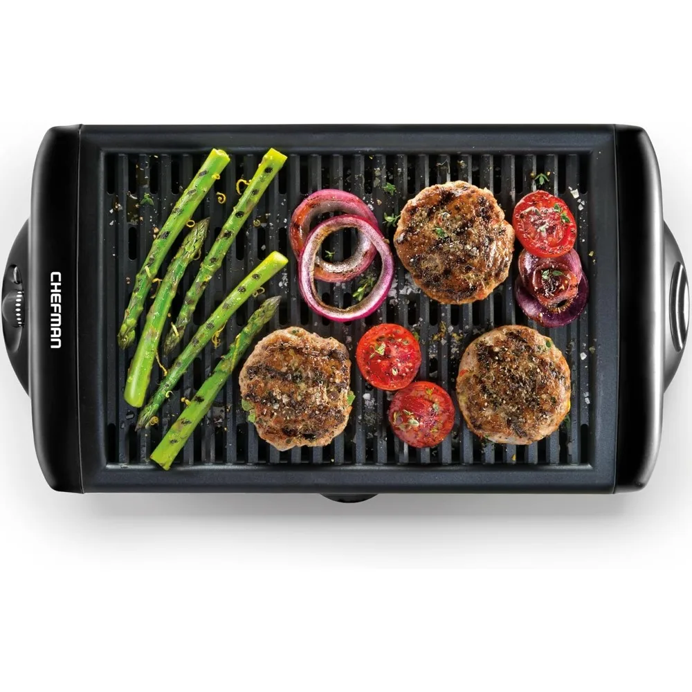 Chefman Electric Smokeless Indoor Grill w/ Non-Stick Cooking Surface & Adjustable Temperature Knob from Warm to Sear Customized