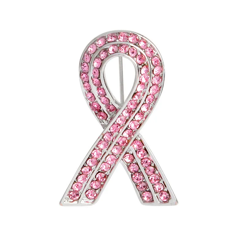 Pink Ribbon Crystal Medical Ribbon Brooch Breast Cancer Prevention and Treatment Promotion Sign Badge for Student Doctor Gifts view 5