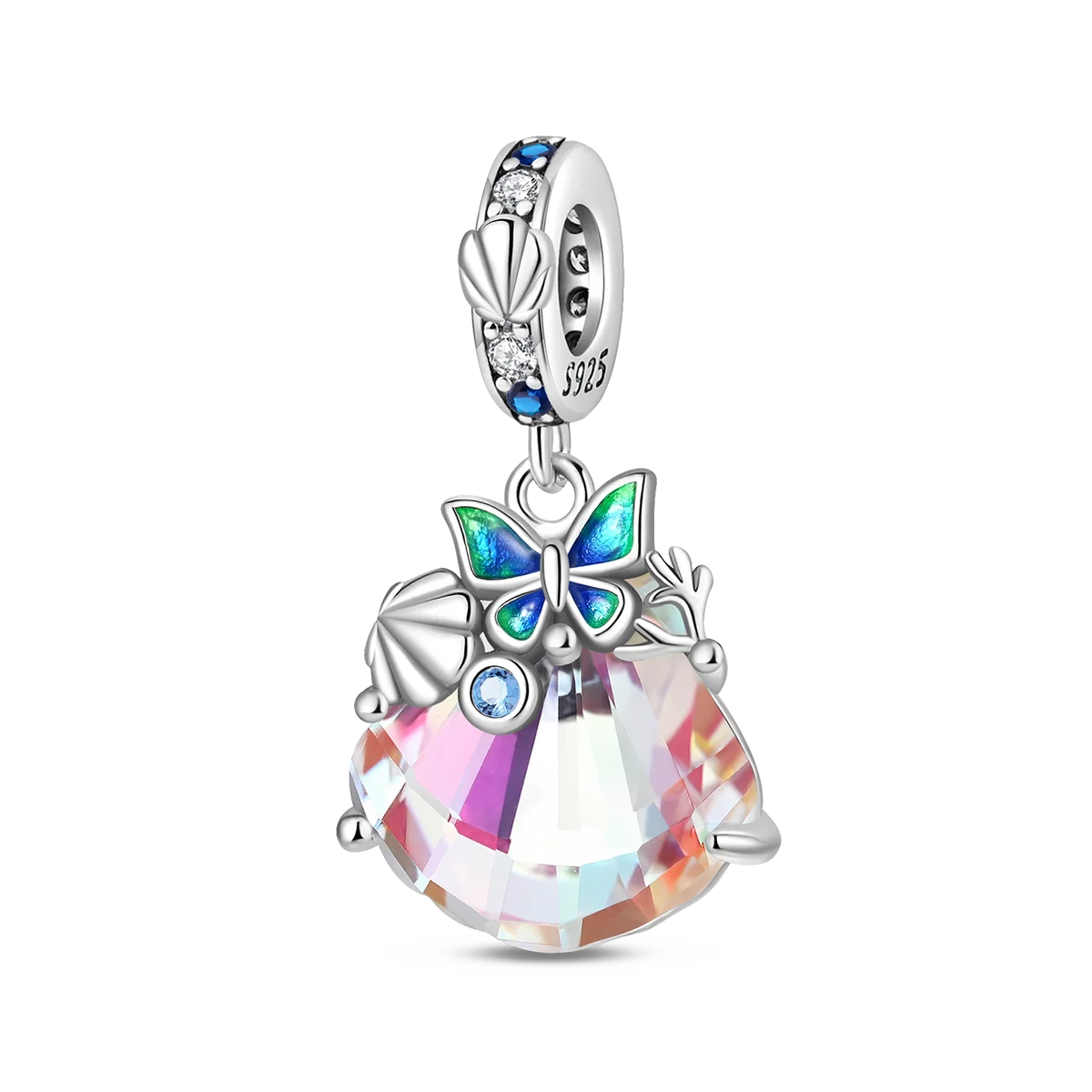 Women's 925 Sterling Silver Pink Flower Zircon Ear Stud, Ring & Pendant Set
