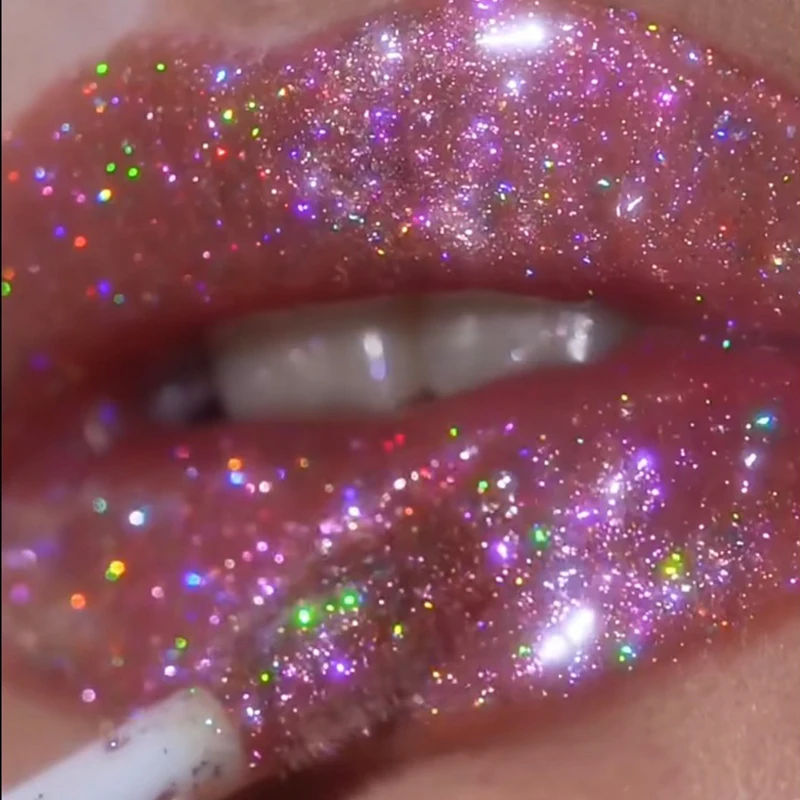 Lucidalabbra Idratante Scintillante con Glitter, Lunga Durata, Impermeabile, Effetto Brillante, Rossetto Liquido Effetto Acqua, Cosmetici per Labbra Sexy