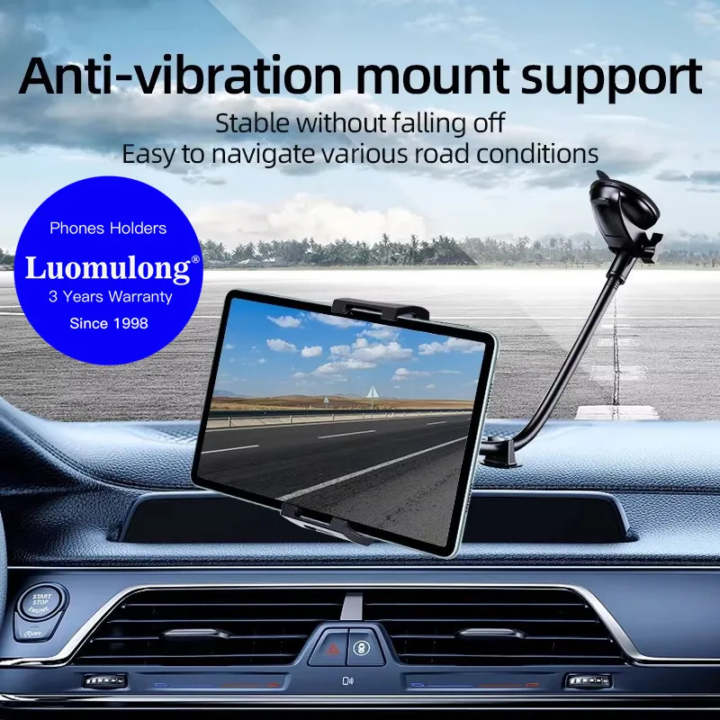 Large size Clip Car tablet stand mobile phone holder navigation Front windshield suction cup work instrument panel mount support