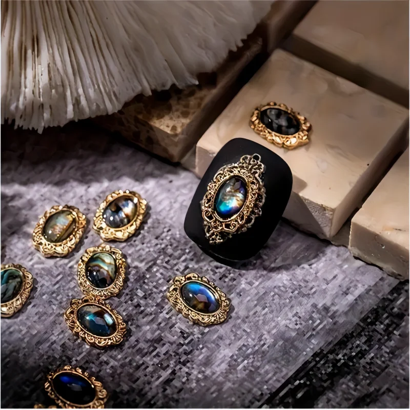 12 Stück Vintage-inspirierte Legierungs-Strass-Nagel-Charms – Y2K-Marmor-Effekt-Shell-Nagelkunst-Zubehör – Detail 1
