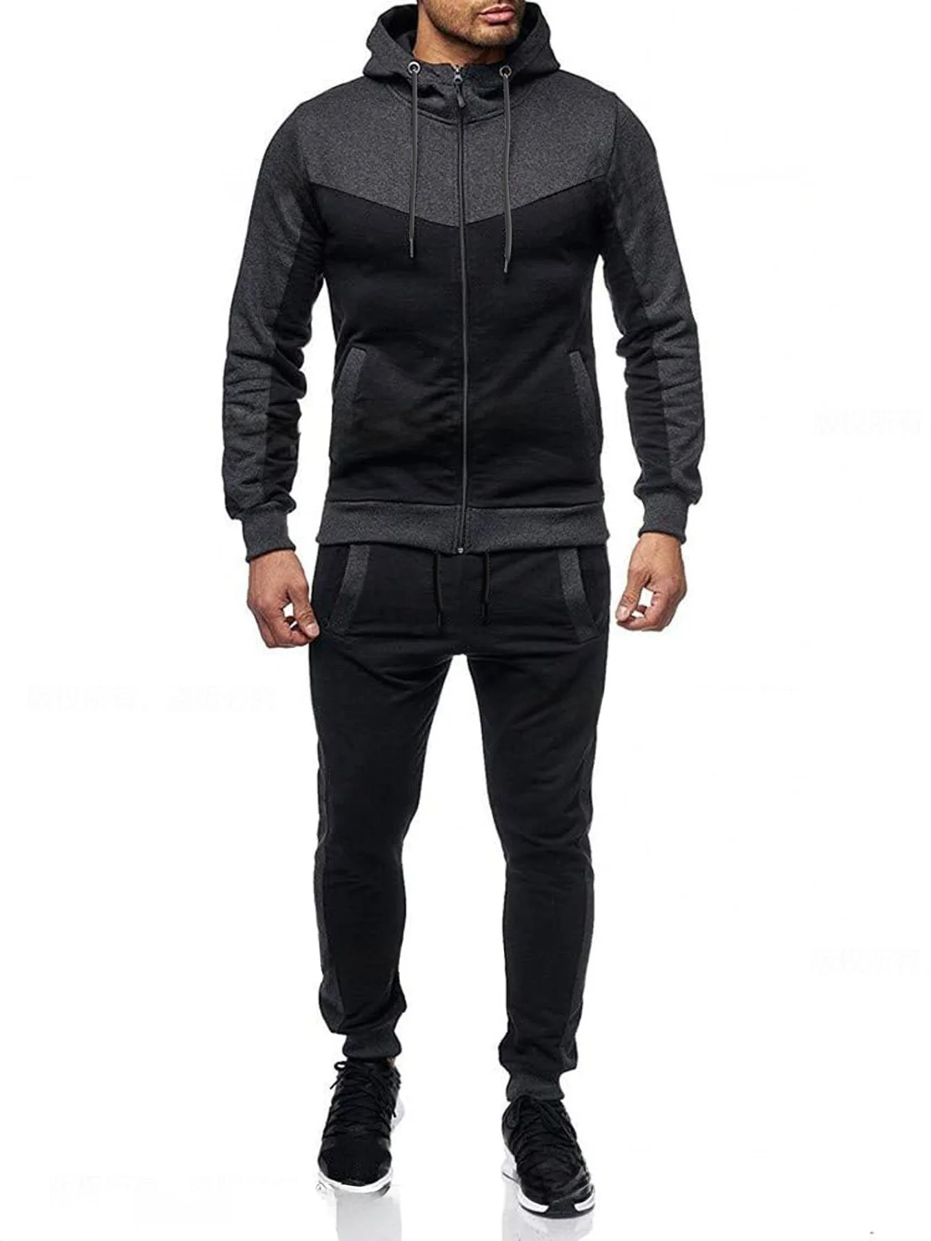 Herbst Winter Herren Urban Outdoor Zip-Up Hoodie Strick-Polyester Langarm-Sweatshirt Leicht Weich Locker Tägliches Gehen Fitness Streetwear – Detail 4