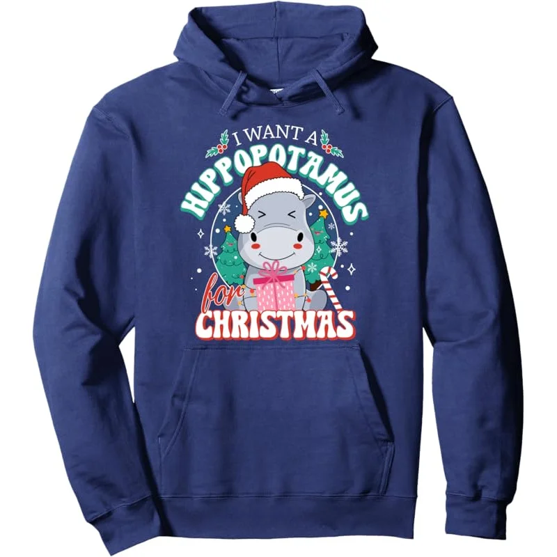 I Want a Hippopotamus for Christmas, Christmas Hippo Pullover Hoodie