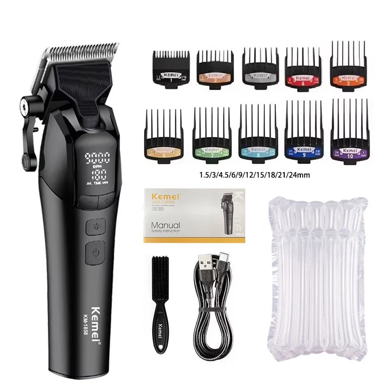 Kemei KM-1858 10W Barber Professional Electric Hair Clipper DLC Blade Trimmer Cordless USB Charging Rechargeable Hair Clippers image 3