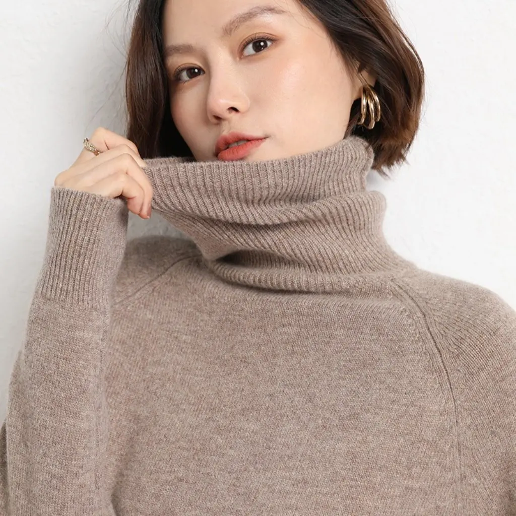 

Women's Raglan Collar Knitted Sweater Long Sleeve Loose Fit Inner Top for Autumn Winter All-match Low Shirt New Arrival