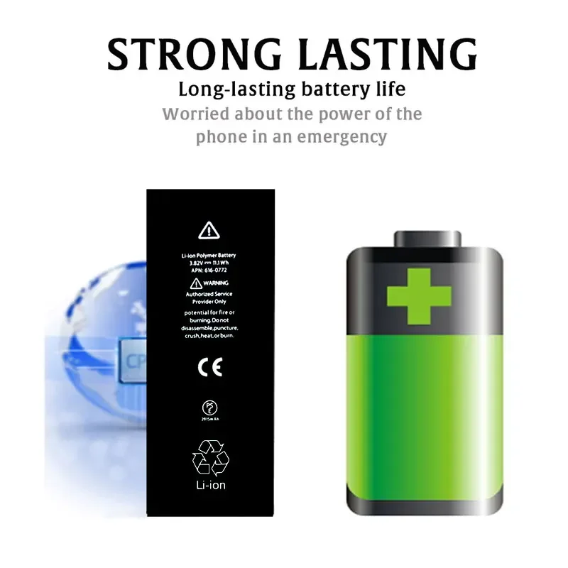 10pcs/lot 0 Cycles Wholesale Battery For iPhone 6S 6 7 8 Plus 5S SE X XS 11 12 13 14 15 Pro Max Mini Replacement Batteries
