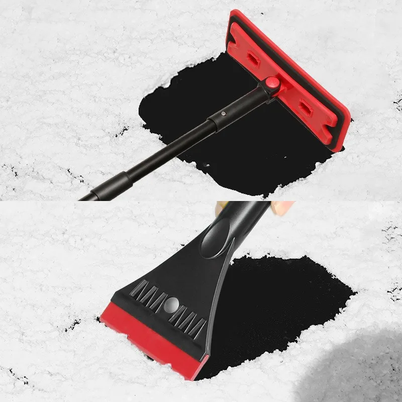 Multi Function Winter Car Snow Shovel and Ice Scraper with Retractable Aluminum Shaft, Soft EVA Foam Blade, Detachable Head