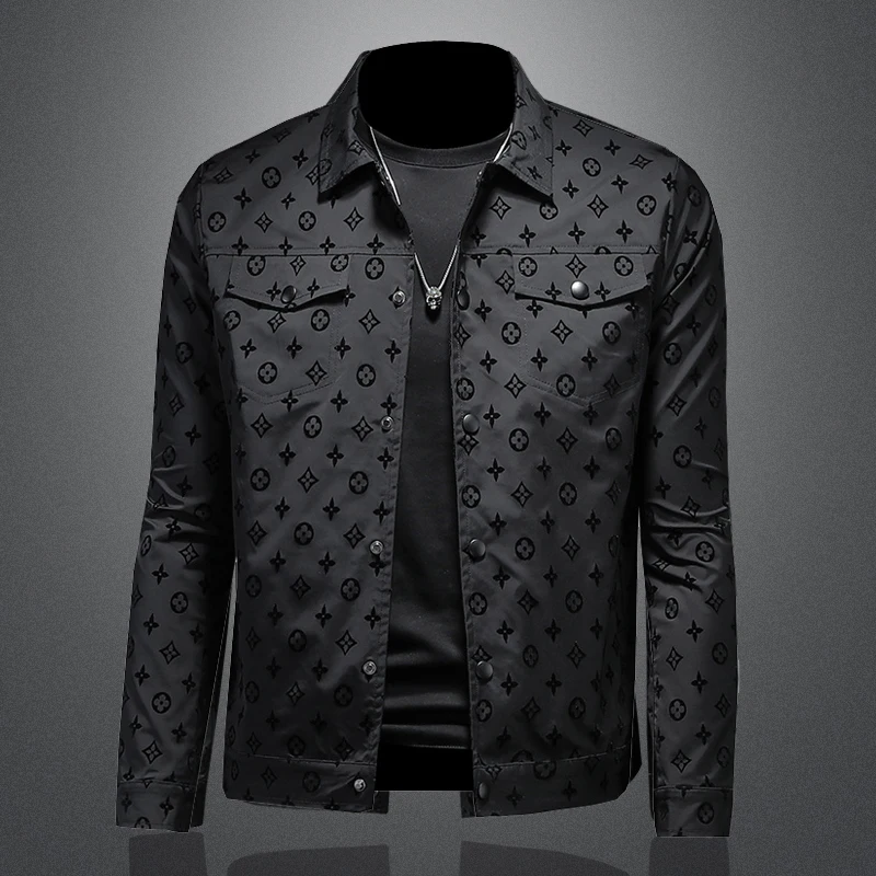 

Men's 2025 Autumn New Slim Fit Lapel Blazer, Jacquard Print Single Breasted Casual European Trendy Outerwear