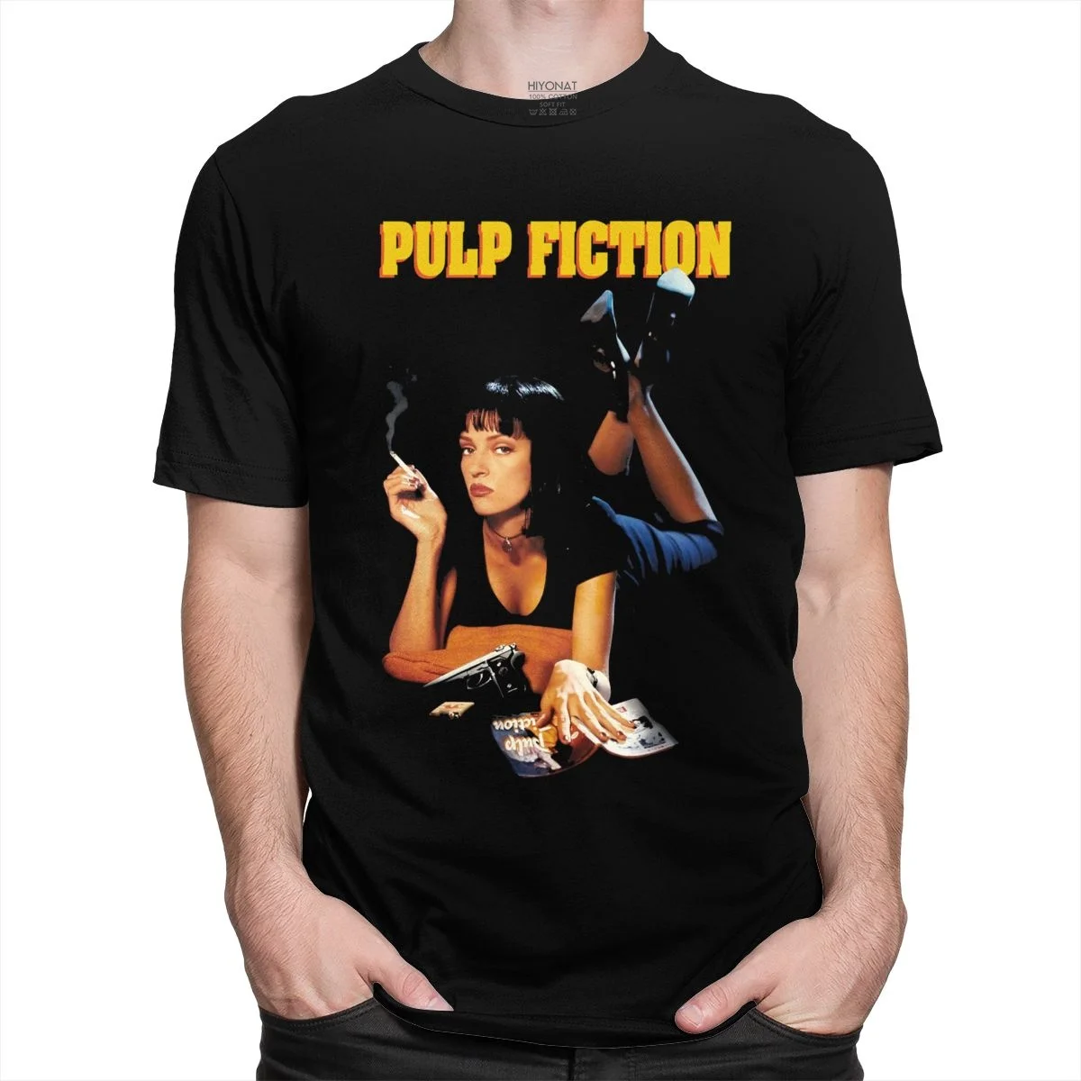 Vintage Pulp Fiction T Shirt Men Mia Wallace Tshirt Quentin Tarantino Tee Top Short Sleeved Streetwear Gift Unisex T-Shirt Tops