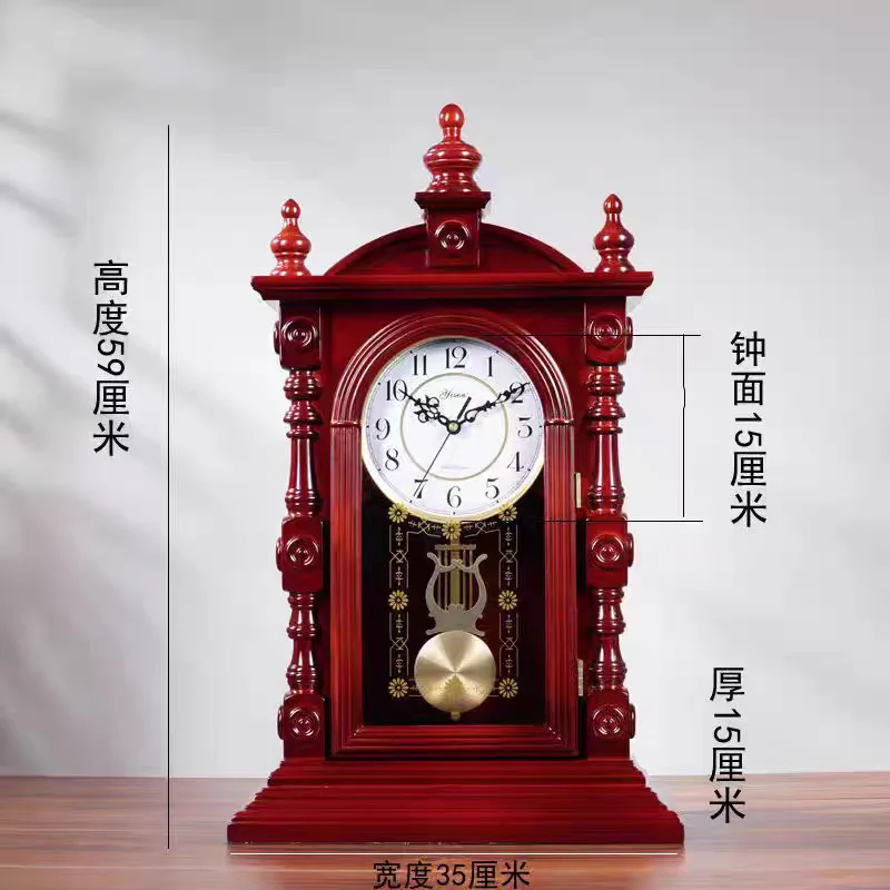中国製無垢材時計、リビングルーム家庭用卓上時計、卓上昔ながらの静音クリエイティブ時計、時計