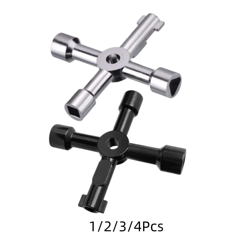 4-Way Multi-functional Cross Valve Wrench, 1/2/3/4PCS Universal Tool for Electrical, Water, Gas Valve Maintenance