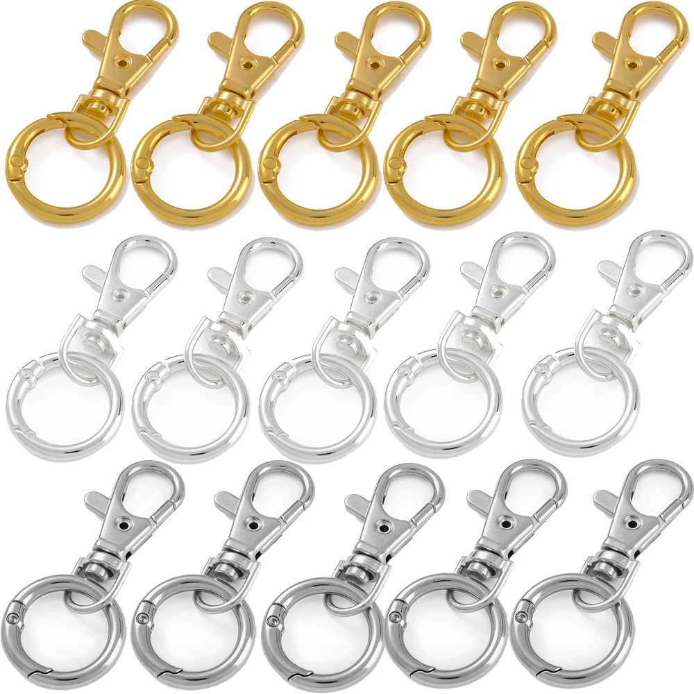 

5pcs/Lot Lobster Claw Clasps with Spring Clasp Key Ring for DIY Crafts Key Chain Lanyard Making Accessories Wholesale