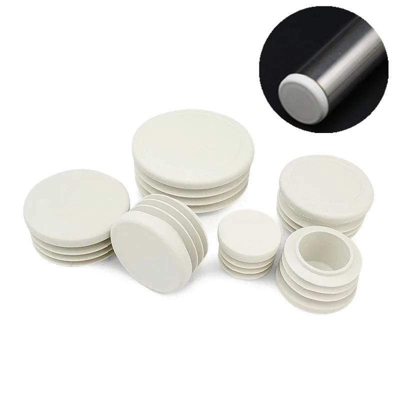 4/6/8/10PCS White Plastic Round Dust Cover End Caps Cap  Inserts Bung Stainless Steel Pipe Plug Diameter13-76mm