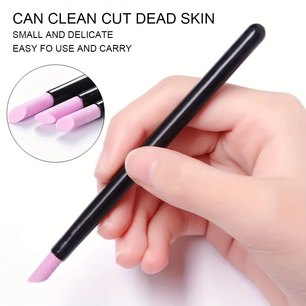 3pcs Trimmer Dead Skin Remover Nail Polish Pen Manicure Stick Quartz Nail Skin Grinding Pen Cuticle Remover Nail Files Manicure