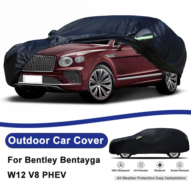 

Outdoor Full Car Cover For Bentley Bentayga W12 V8 PHEV with Reflective Strips Waterproof Snowproof Dustproof UV Protection Auto