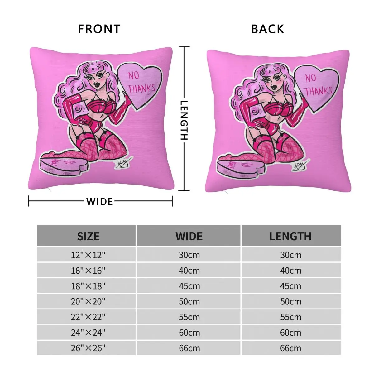 Candy Hearts No Thanks Pillowcase Polyester Linen Velvet Pattern Decor Throw Pillow Case Sofa Seater Cushion Wholesale 45x45