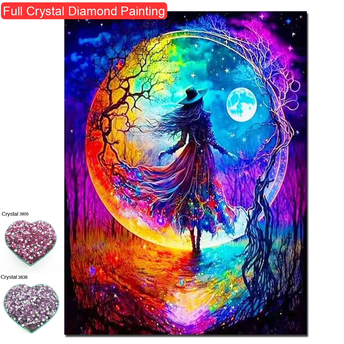 Sophie Beauty 100% Crystal Stones Diamond Paintin Moon Light and Witch Diamond Embroidery Mosaic Home Decor Kits