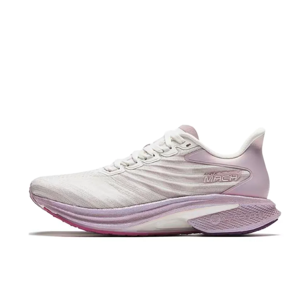 Anta Mach 4.0 Women's Low-Top Casual Running Shoes – Cushioned, Slip-Resistant & Durable, White/Pink 122425583-6