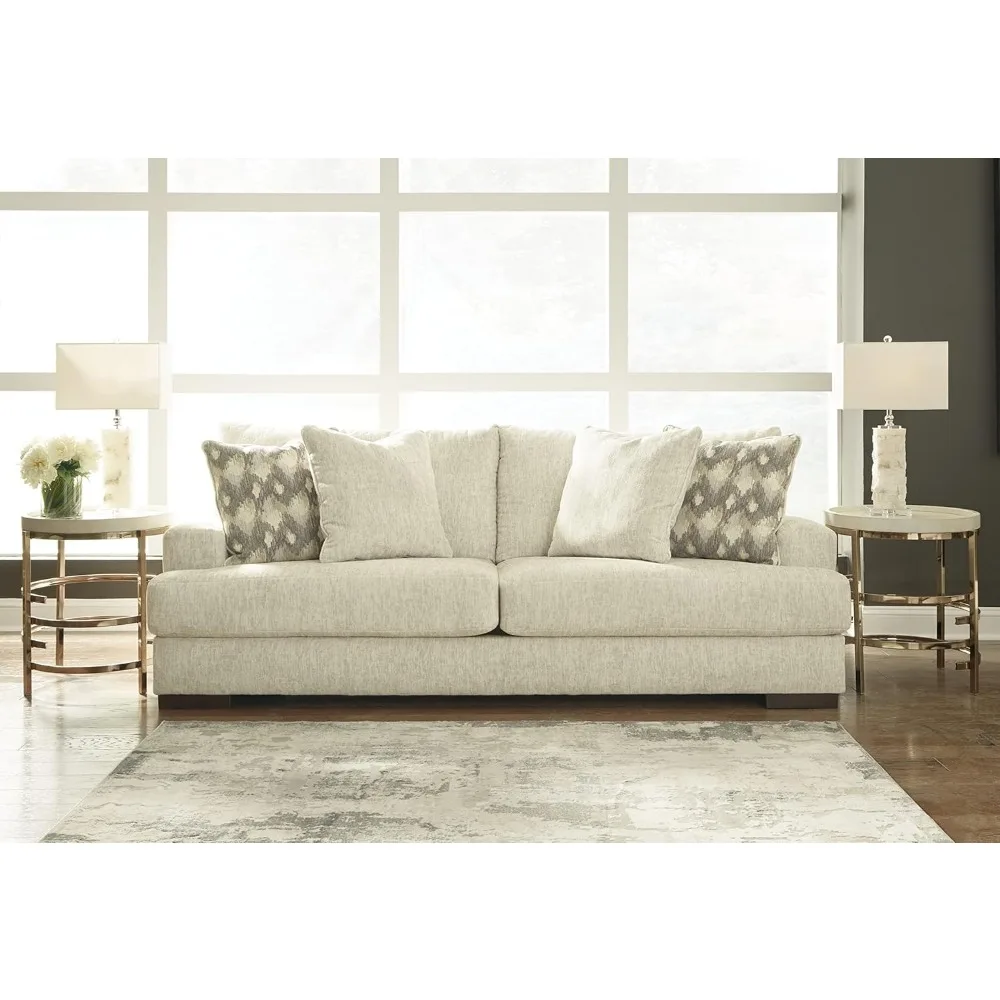 

Caretti Contemporary Sofa with Accent Pillows, Beige