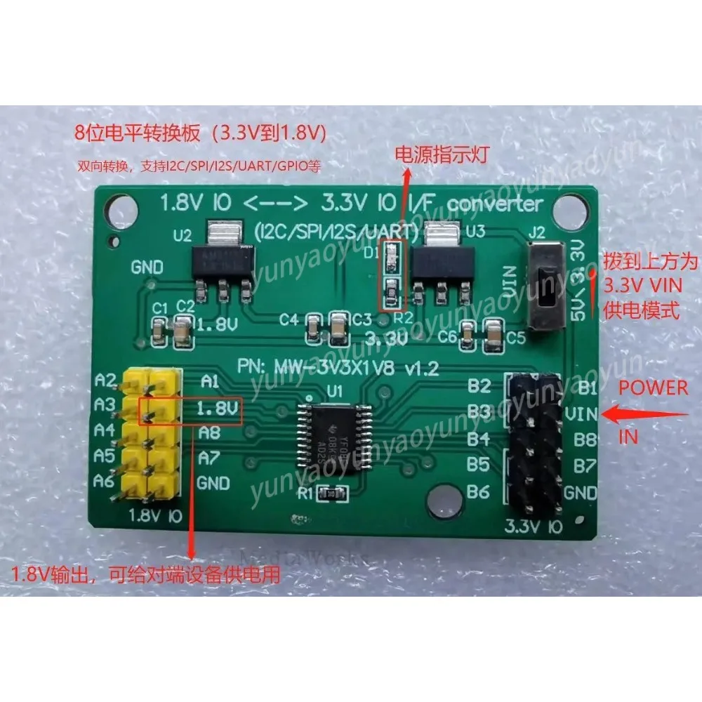 

8 Channel Bidirectional Level Shifter Board 3.3V To 1.8V 1.2V Signal Translator Module