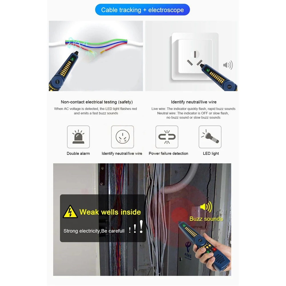 

Efficient Tool For IPC-5200Plus For IPC-9800Plus Network Cable Tracker With Electroscope For CCTV Tester