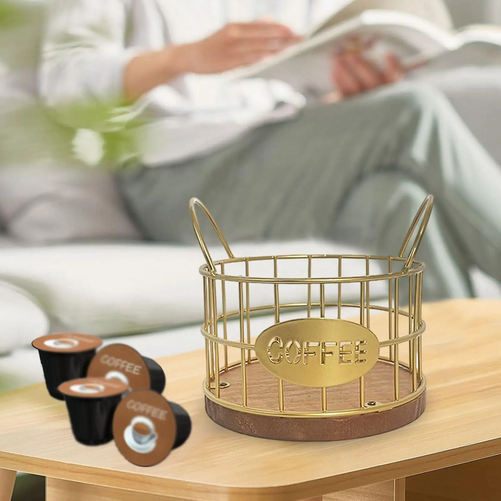 Coffee Pod Holder Modern Coffee Pod Basket Decor Iron with Double Handle Coffee