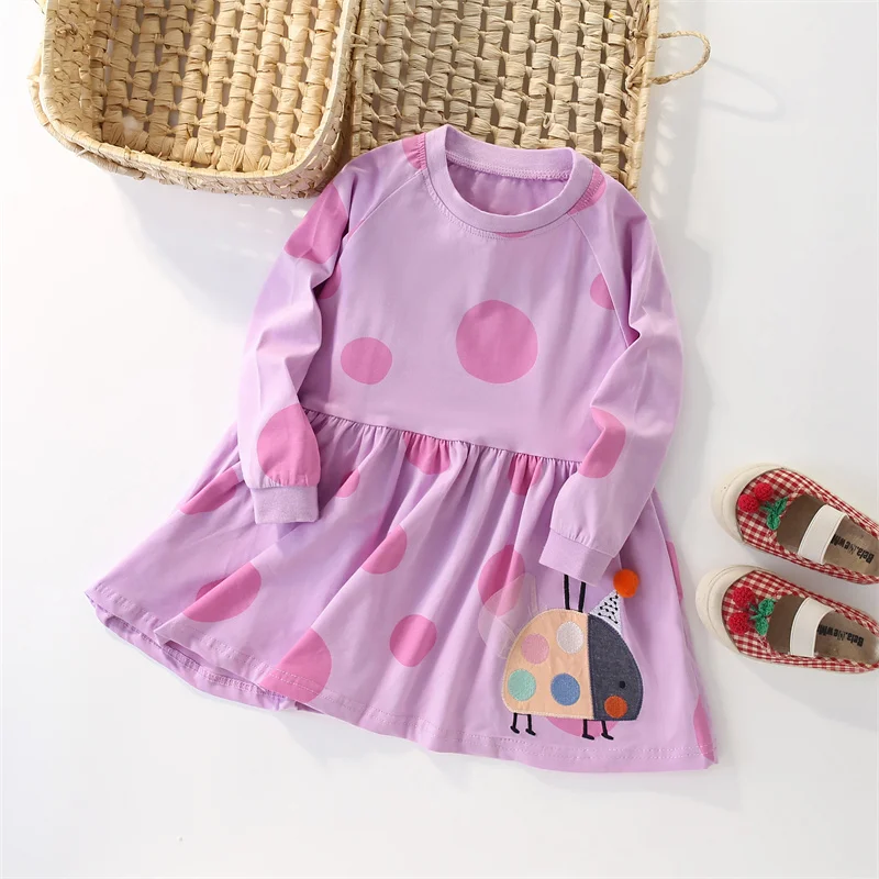 Jumping Meters 2-7T Long Sleeve Princess Girls Dresses Animals Ladybug Autumn Spring Hot Selling Birthday Party Dresses