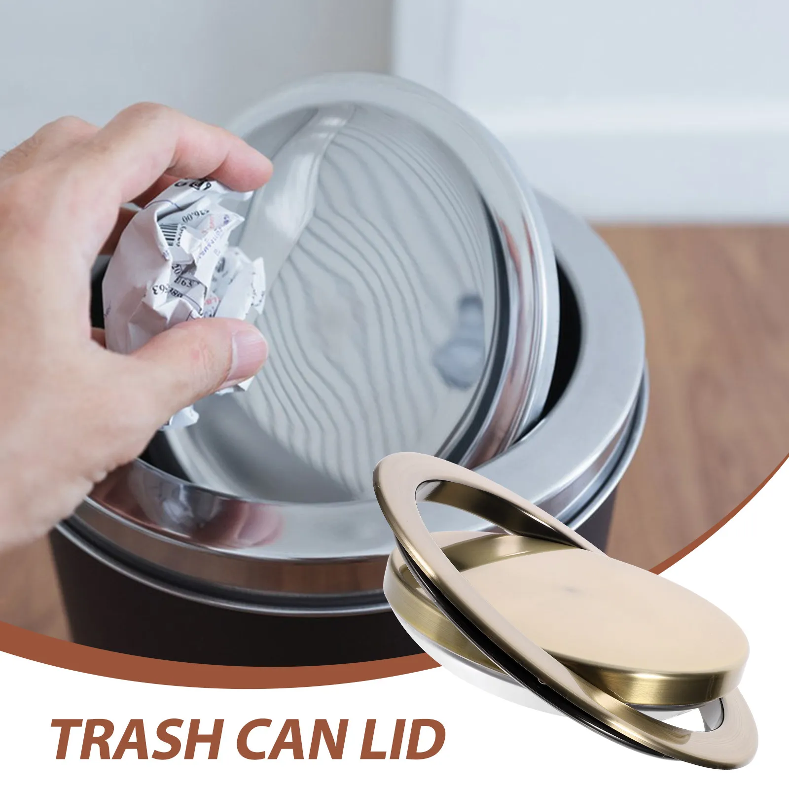 Stainless Steel Recessed Trash Can Lid – Silent Swing Flap Cover for Countertop Garbage Bin, Rust Resistant