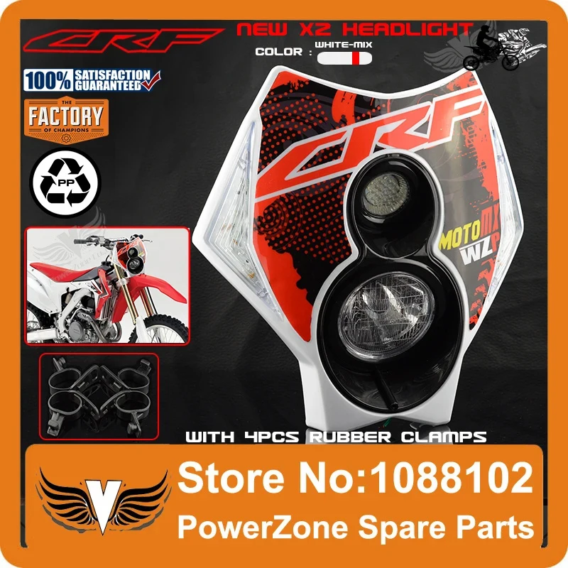 Powerzone Trail Tech Motorcycle Motocross Supermoto X2 Headlight Headlamp Street Fighter CR CRF 250 450 250R 450R