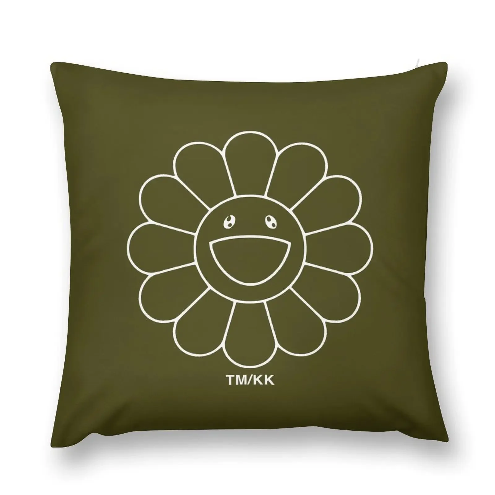 SMILING FLOWER HYPEBEAST MASK OLIVE GREEN Throw Pillow Sofa Cushions Covers Cushions For Decorative Sofa pillow