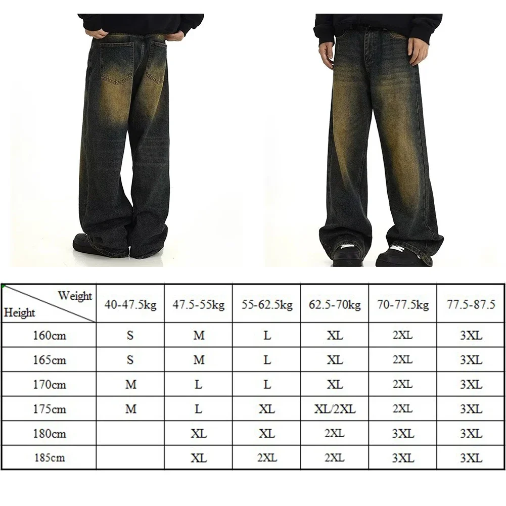 Jeans maschili pantaloni da uomo pantaloni a gamba dritta tinta unita regolari elegante Vintage Y2k Fashion Streetwear moda comoda