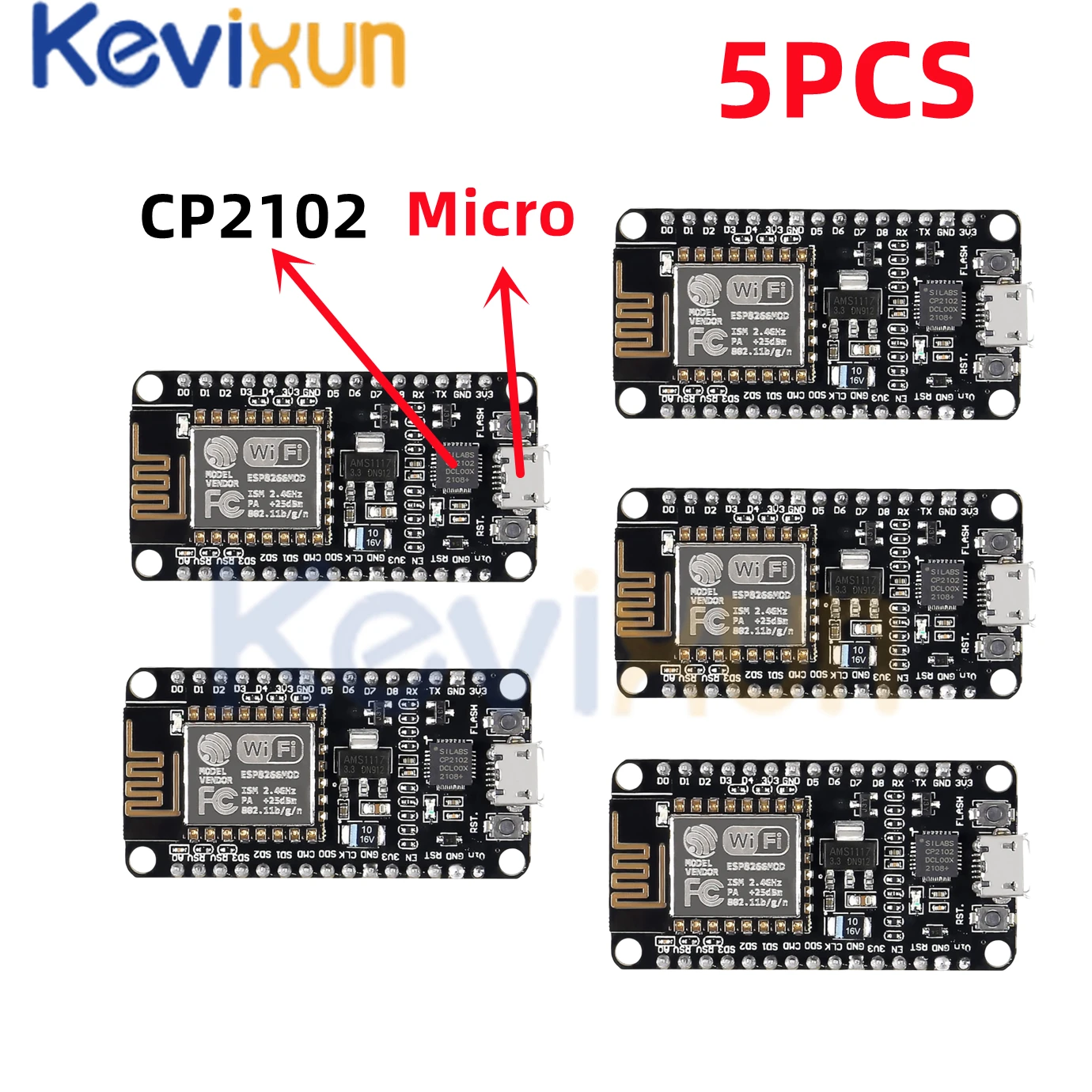 5pcs/Wireless Module CH340/CP2102 NodeMcu V3 V2 Lua WIFI Internet of Things Develop Board based ESP8266 ESP-12E with PCB Antenna