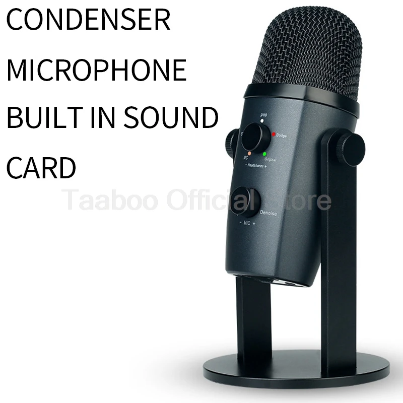 USB Microphone Rotatable Computer Wire Gaming Mic for PC Mac Recording Tabletop Style Condenser Microphone for Live Broadcast