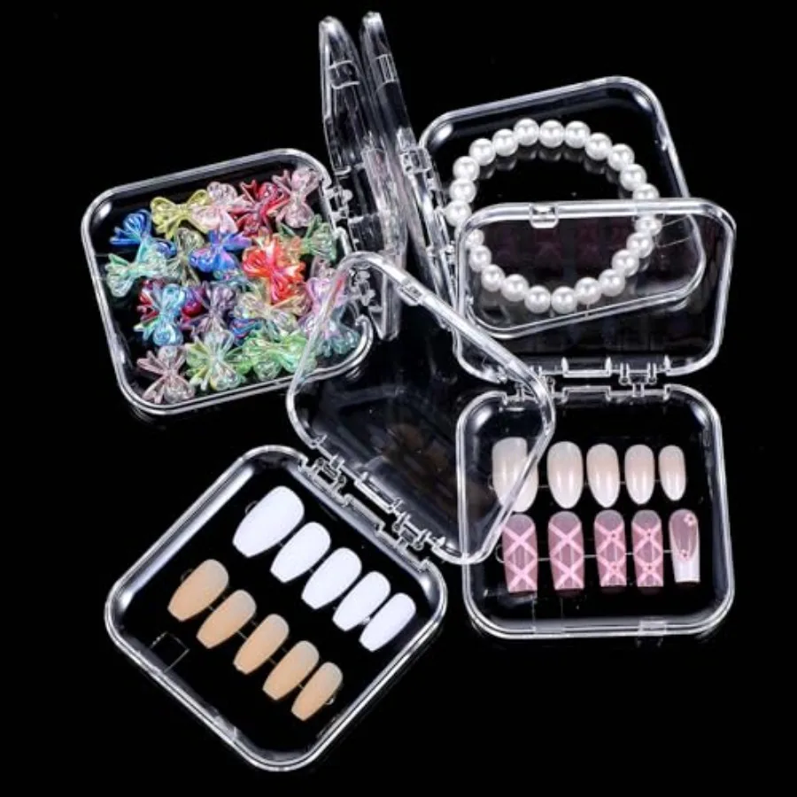 

30pcs Press on Nail Storage Box with 60 Pcs Adhesive Double Sided Tape Acrylic Nail Display Boxes Artificial False Nail Box Org