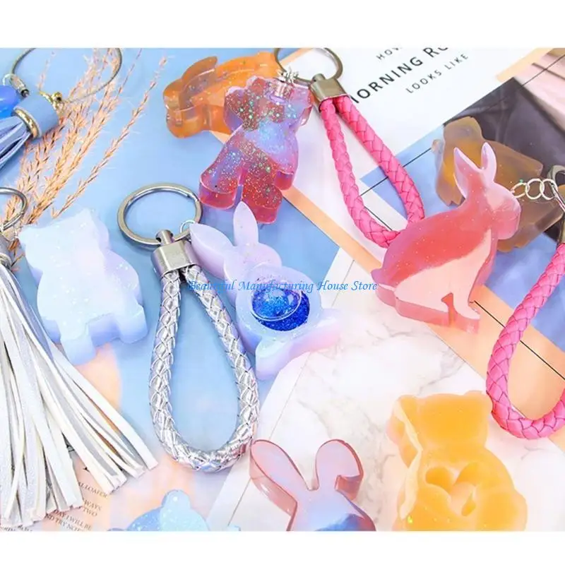 

E56A Lovely Animal Keychains Silicone Mold Practical Keyrings Pendant Crafting Mould for Craft Enthusiasts and Students