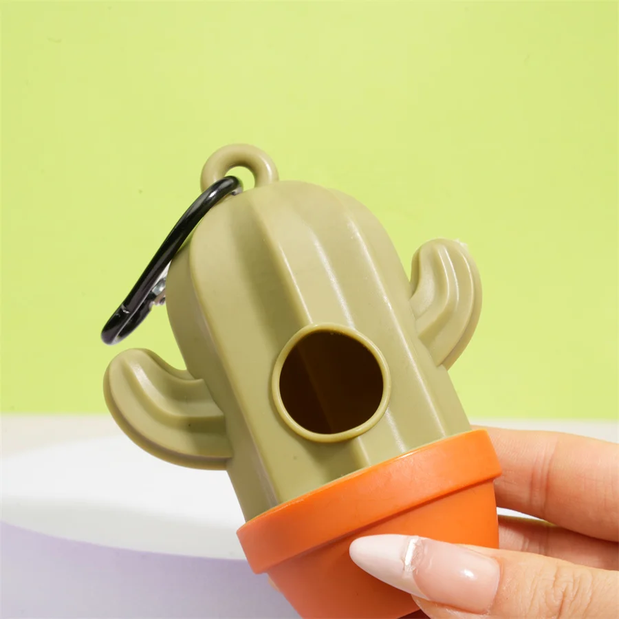 (1 Cactus+1 Garbage Bag) Cactus Type Outdoor Portable Pet Poop Bag Dispenser, Pet Waste Bag Shell