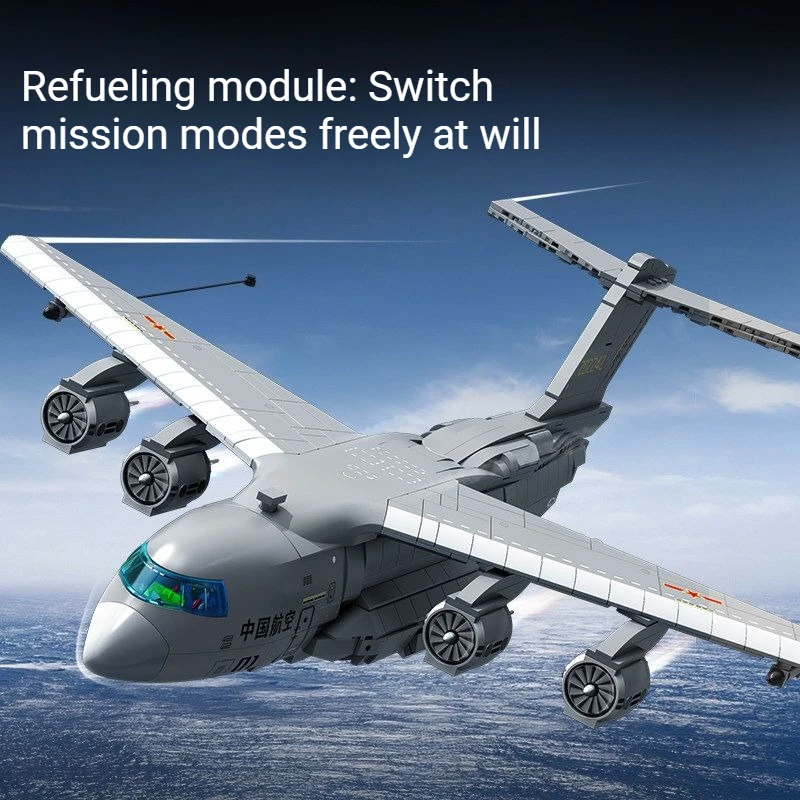 SEMBO Y-20‌ Large Transport Aircraft‌ Carrier Based Jet Assemblage Building Blocks Series Plane Model Bricks Assemble Toy