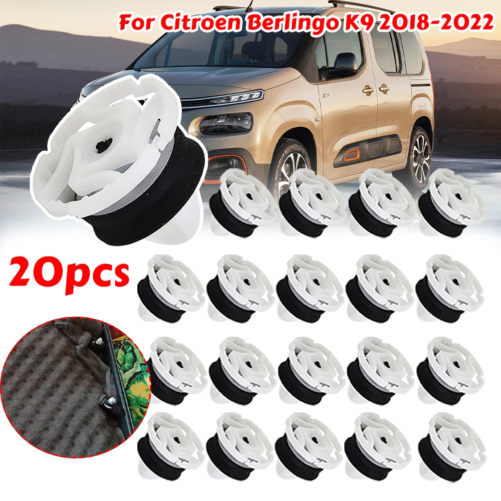20Pcs Car Door Trim Panel Card Retainer Clips For Citroen Berlingo K9 2018 2019 2020 2021 2022 Vauxhall Opel Combo Fiat Doblo
