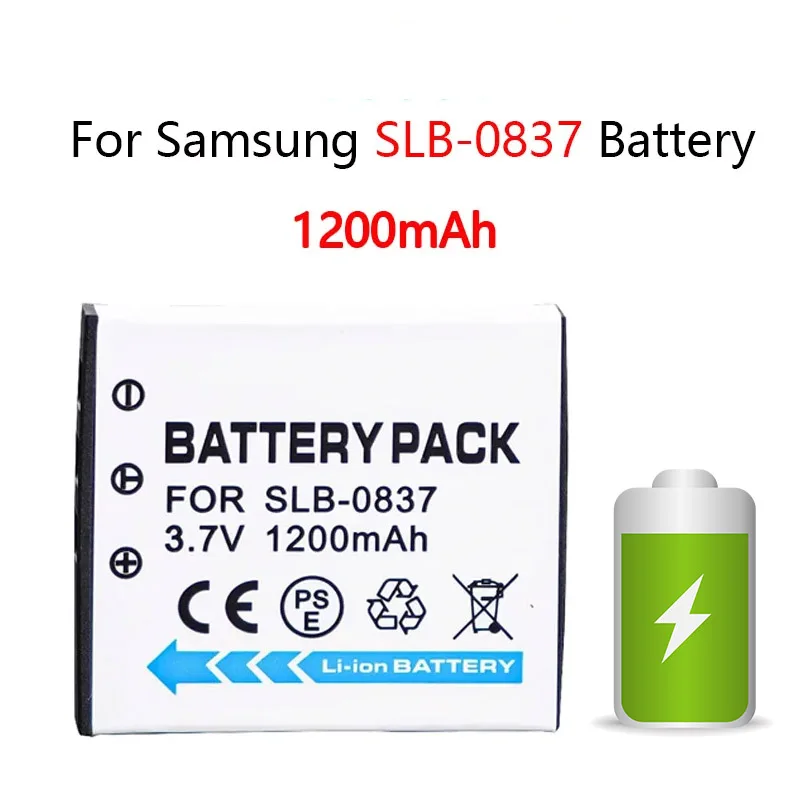 

New Rechargeable 3.7V 1200mAH SLB-0837 Camera Battery Suitable for Samsung Camera I5 I6 L73 L50 L60 NV3 NV5 NV7 Battery