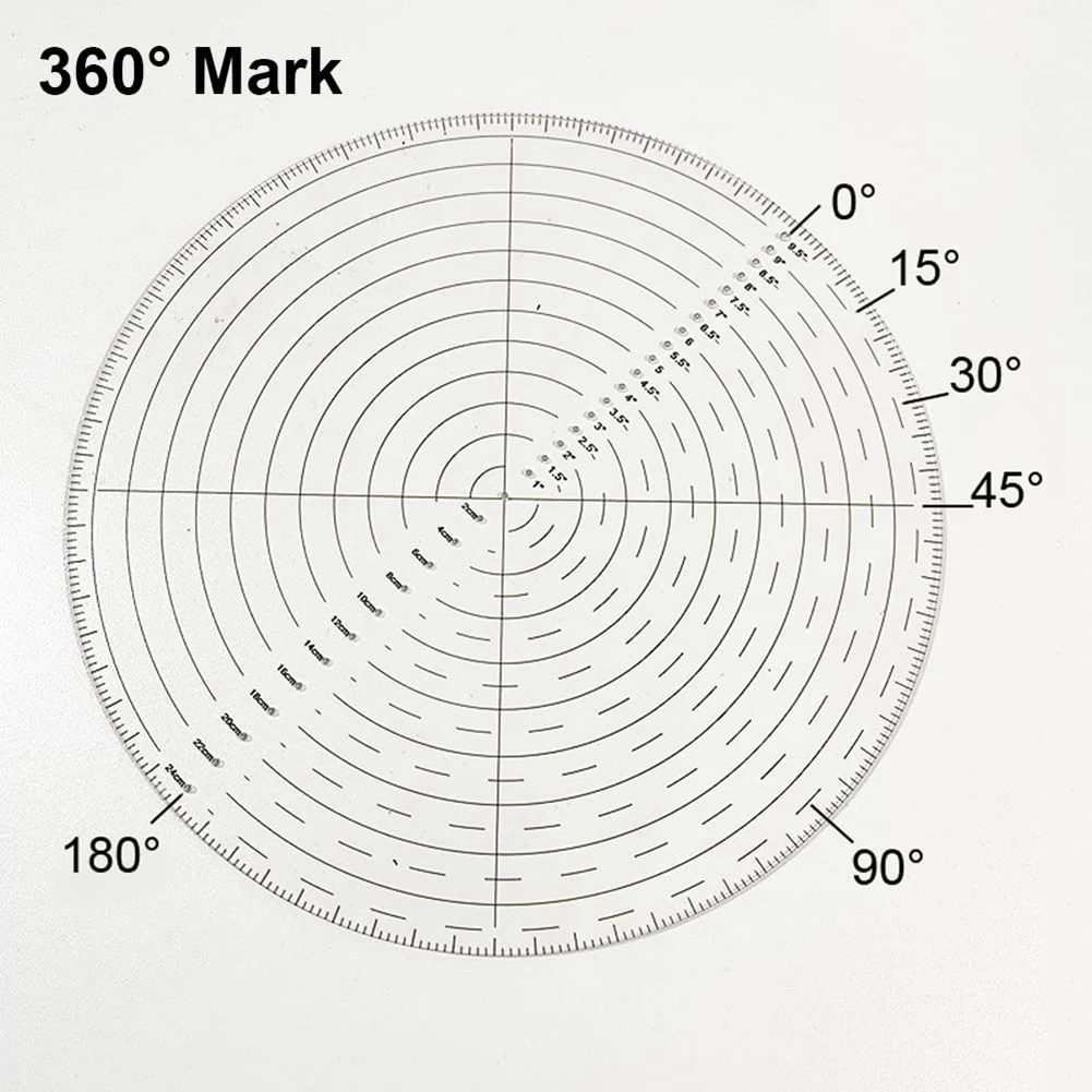 بوصلة مكتشف مركزية مستديرة مقاس 10 بوصة أداة مكتشف مركزية على شكل دائرة من الأكريليك الشفاف لدوائر رسم النجارة-ABNJ #3